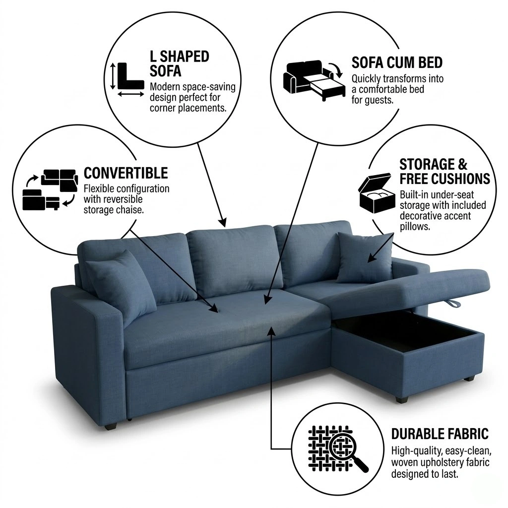 Hunter 3-Seater Corner Sofa Bed
