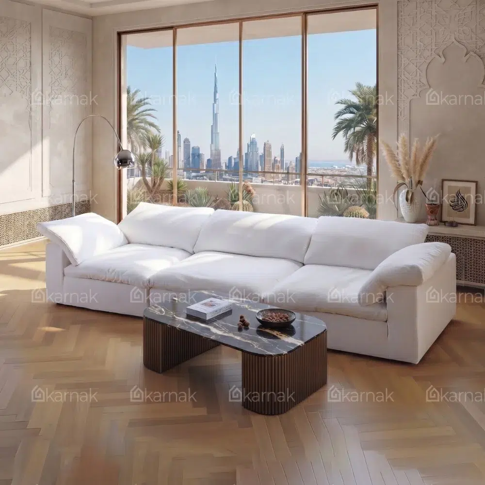 Cloud 3 Seater L Shape Sofa (White)