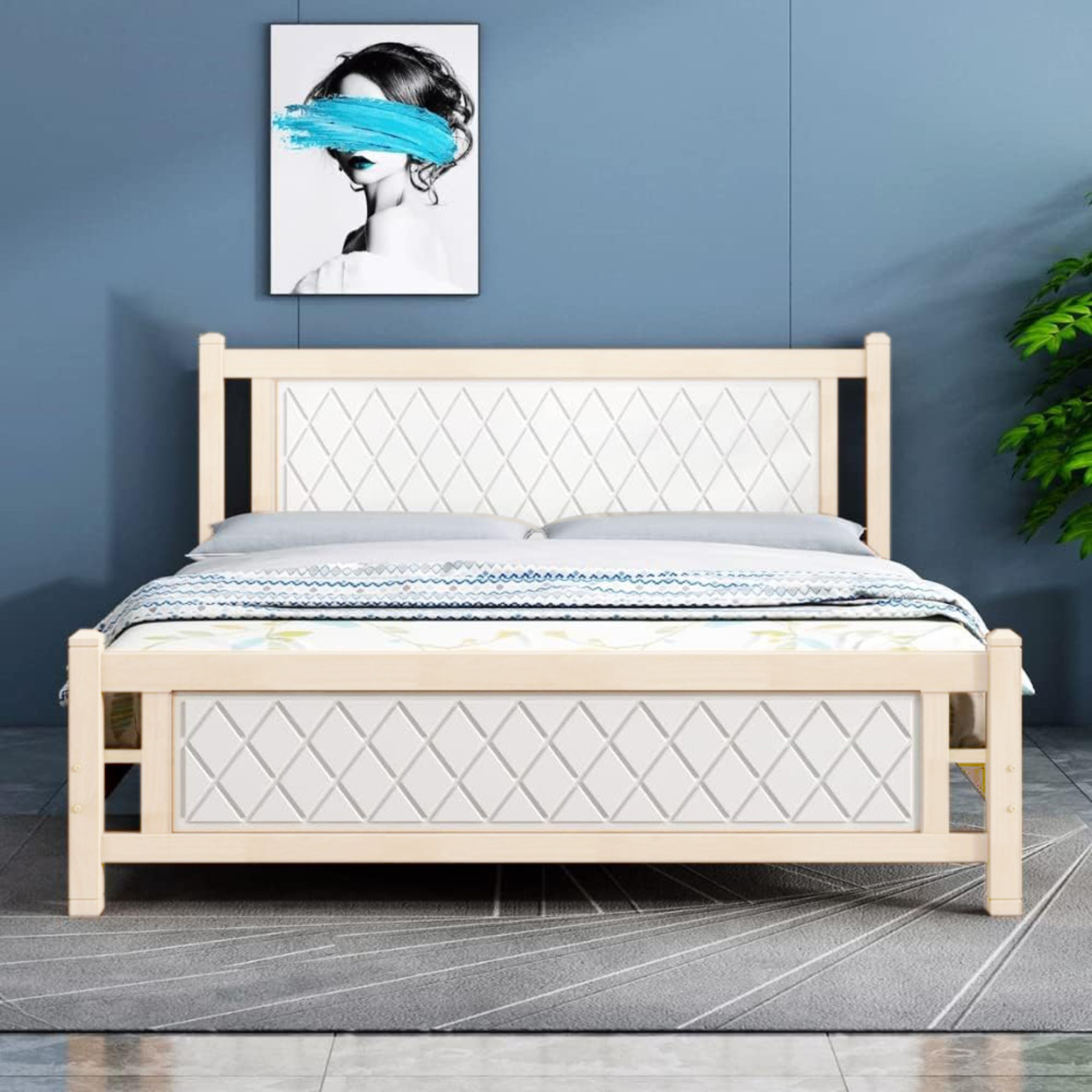 Askvoll Wooden Queen Bed Color (White)
