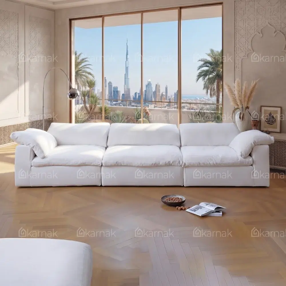 Cloud 3 Seater L Shape Sofa (White)