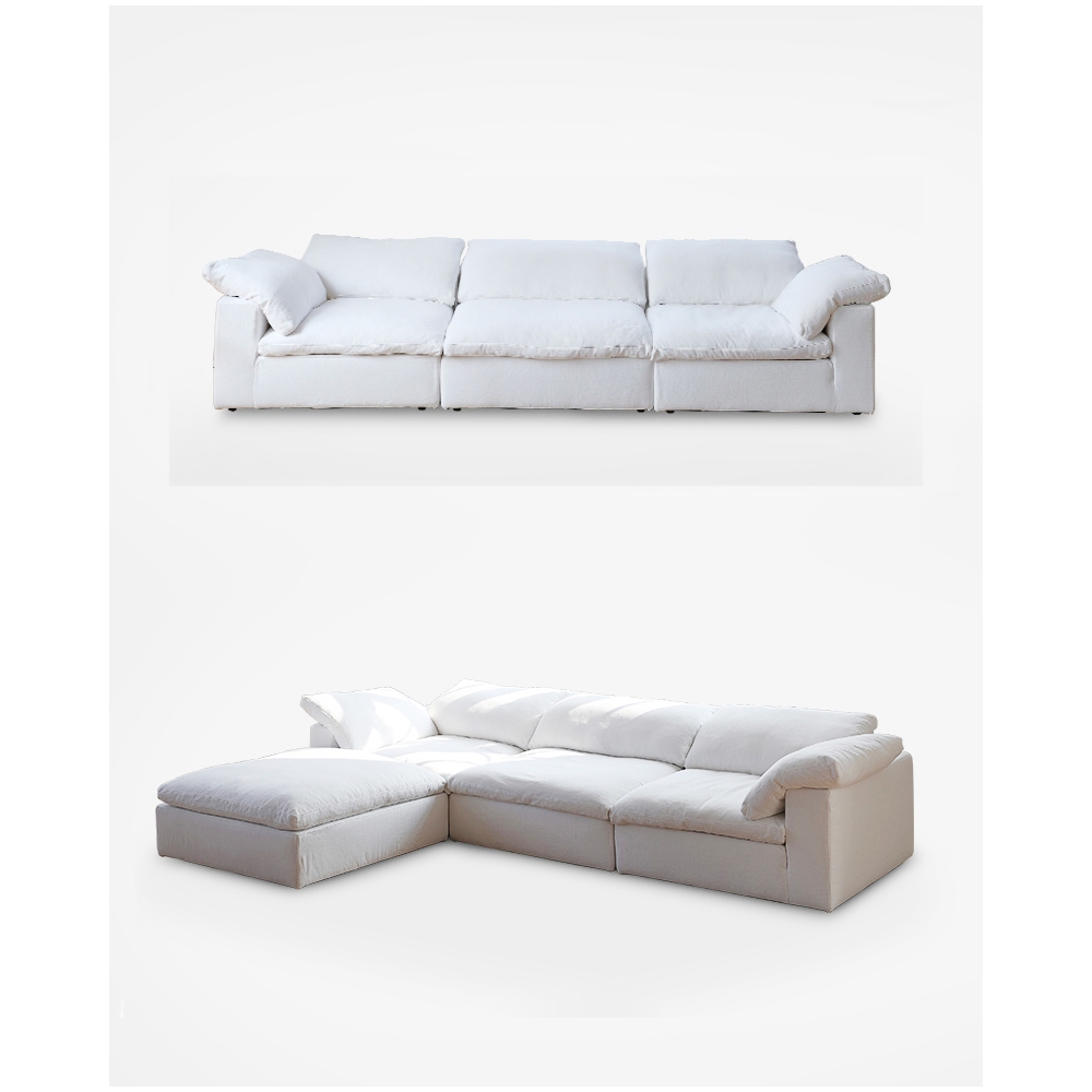 Cloud 3 Seater L Shape Sofa (White)