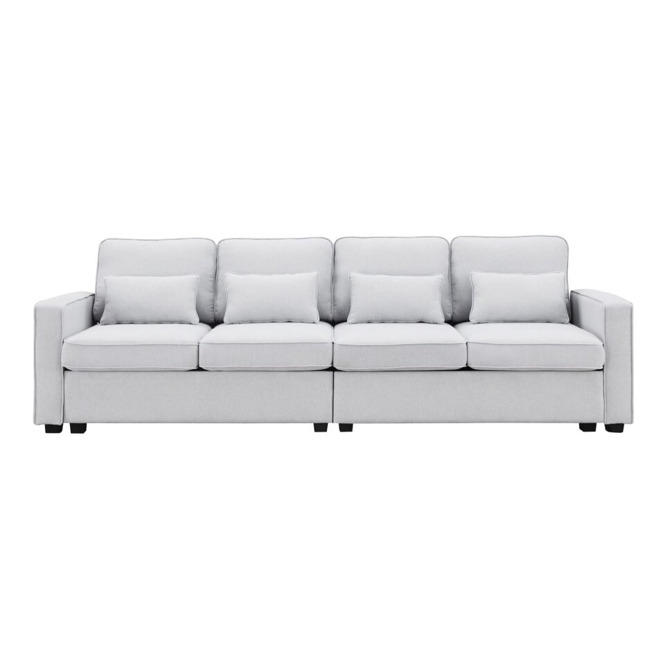 Sealand 4 Seater Polyester Sofa – Light Grey…