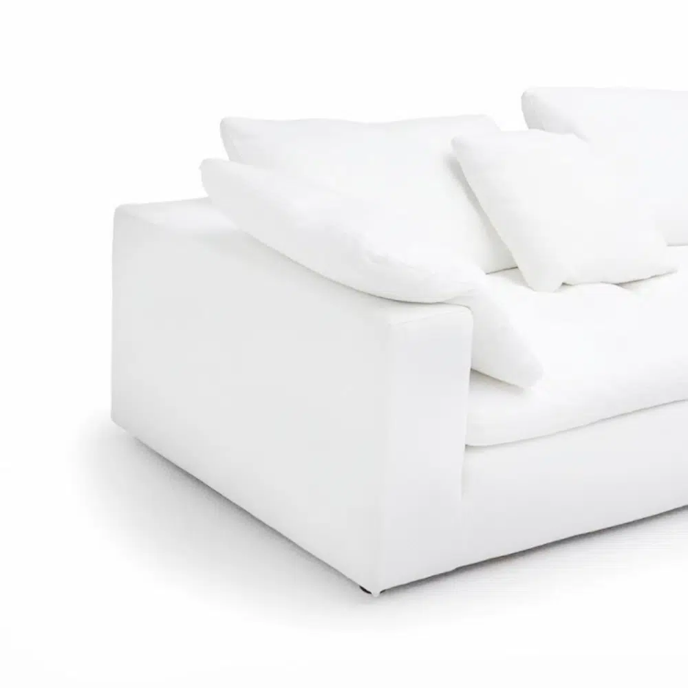 American 3-Seater Polyester Fabric L-Shape Sofa – White