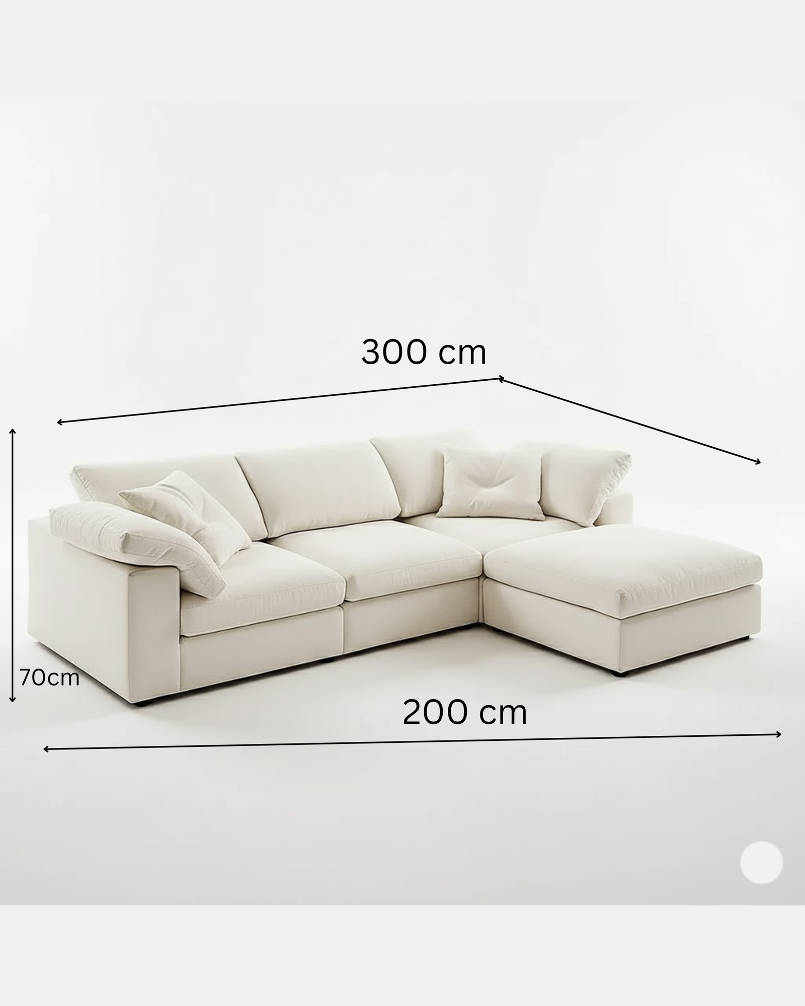 American 3-Seater Polyester Fabric L-Shape Sofa – White