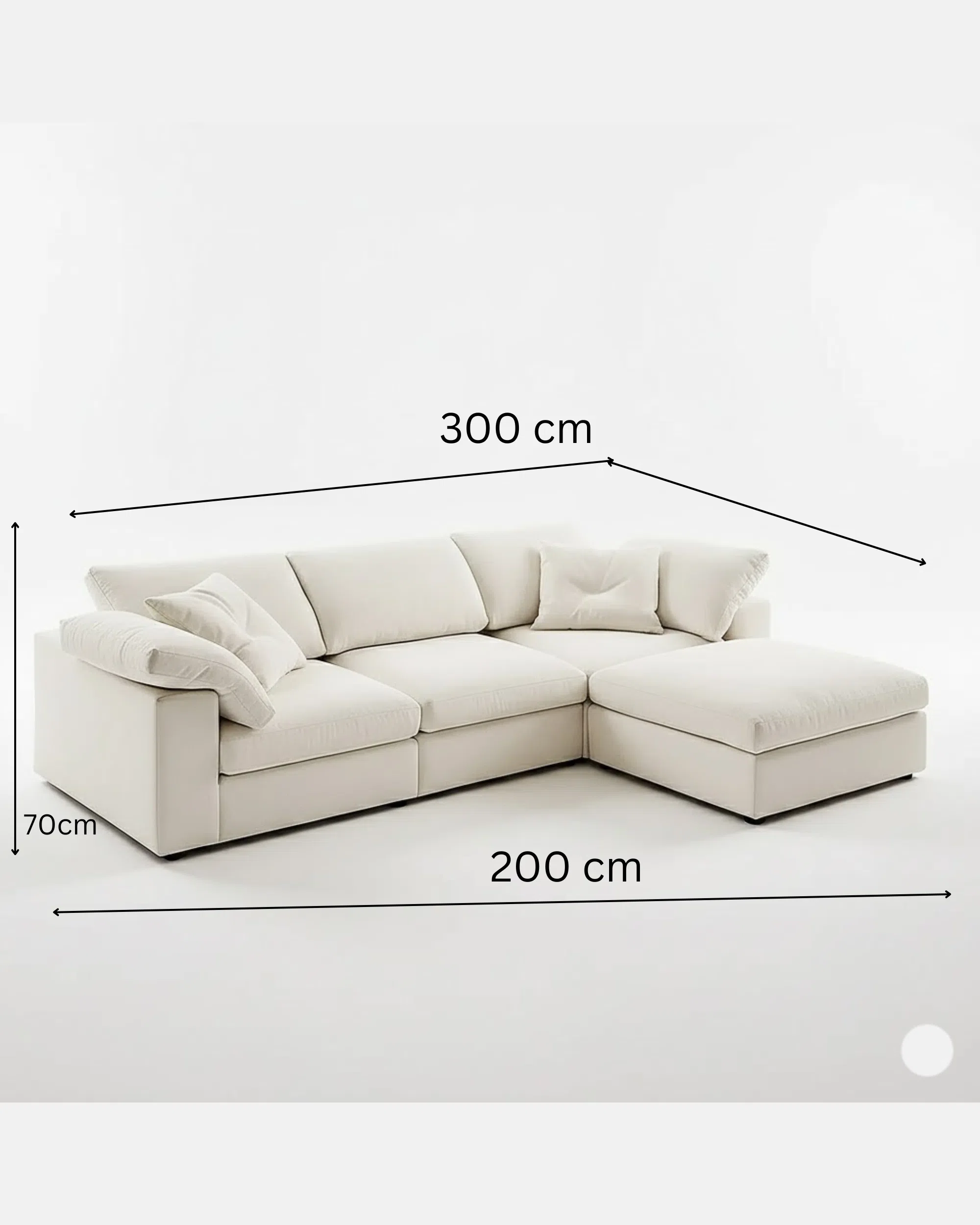 American 3-Seater Polyester Fabric L-Shape Sofa – White