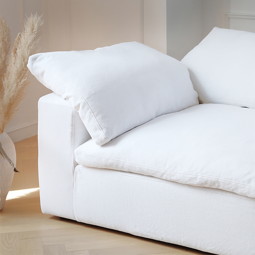 Cloud 3 Seater L Shape Sofa (White)