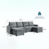Linsy Salon 4-Seater U-Shape Polyester Sofa – Grey