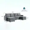 Linsy Salon 4-Seater U-Shape Polyester Sofa – Grey