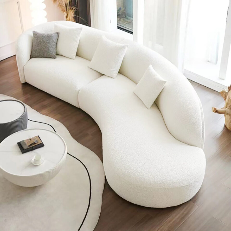 European Berber Fleece 4 Seater Brushed wool Sofa – White…