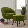 Caramels 1 Seater Velvet Armchair And Ottoman