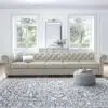 Classic Button Tufted 5 Seater Linen Sofa