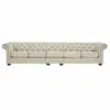 Classic Button Tufted 5 Seater Linen Sofa