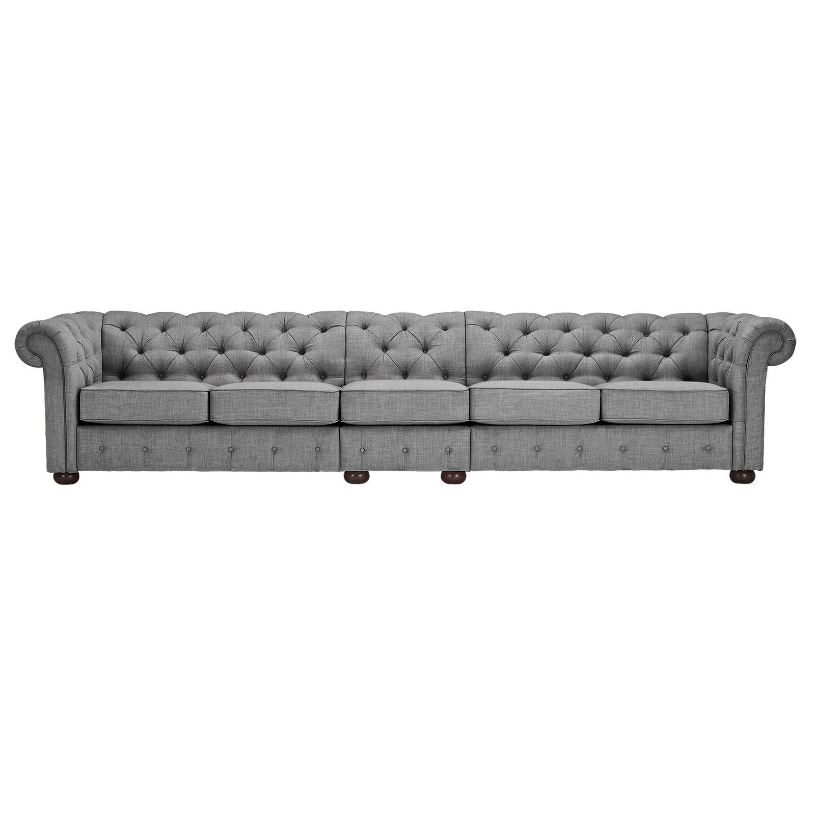 Classic Button Tufted 5 Seater Linen Sofa