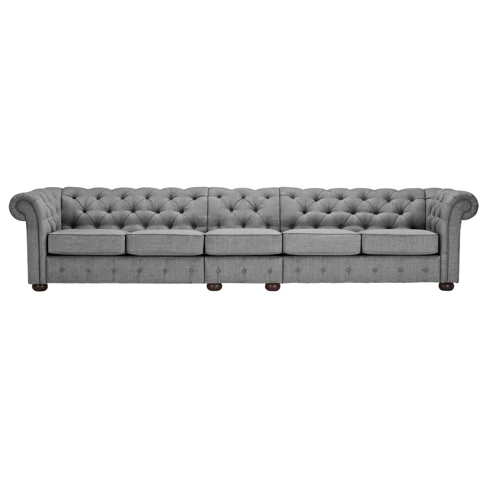 Classic Button Tufted 5 Seater Linen Sofa