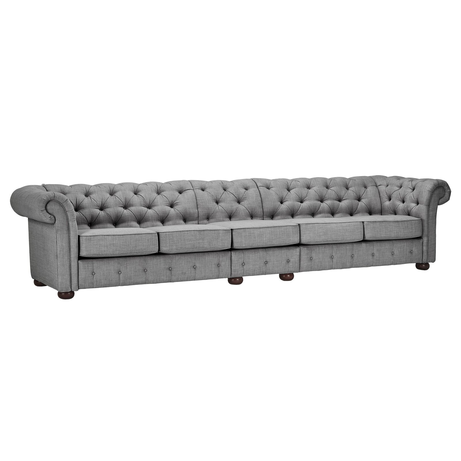 Classic Button Tufted 5 Seater Linen Sofa