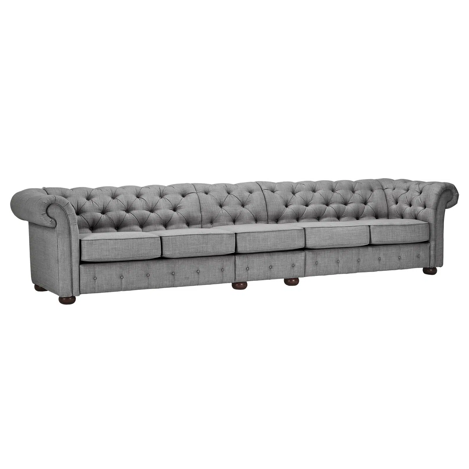 Classic Button Tufted 5 Seater Linen Sofa