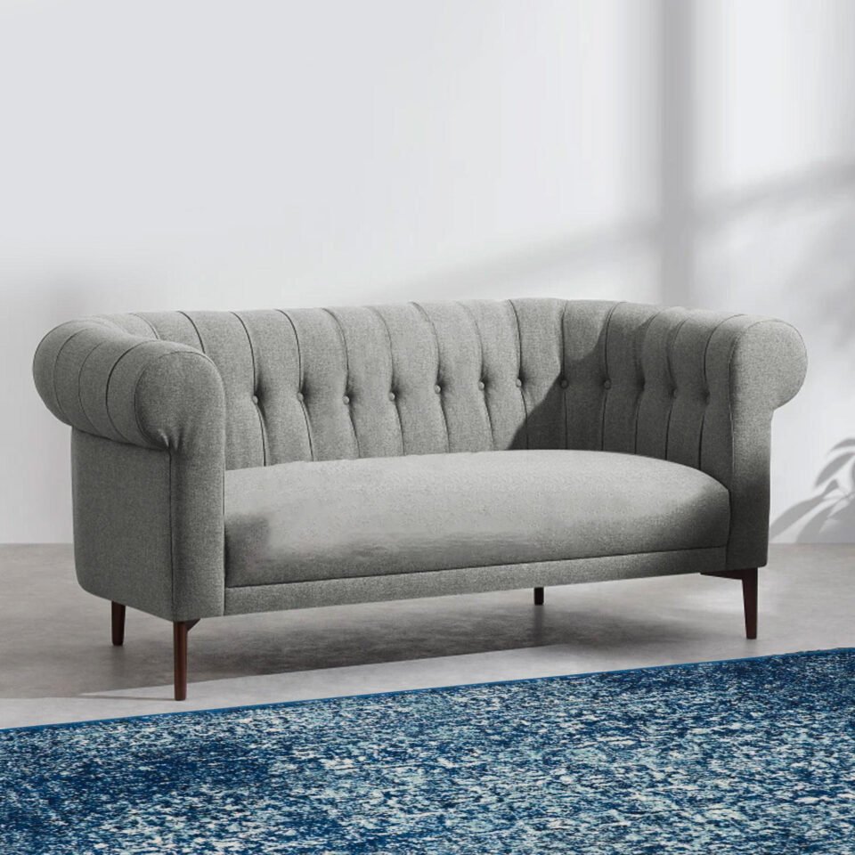 Classic Rolled 2 Seater Linen Loveseat…