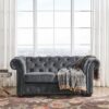 Deluxe 2 Seater Velvet Sofa – Dark Grey