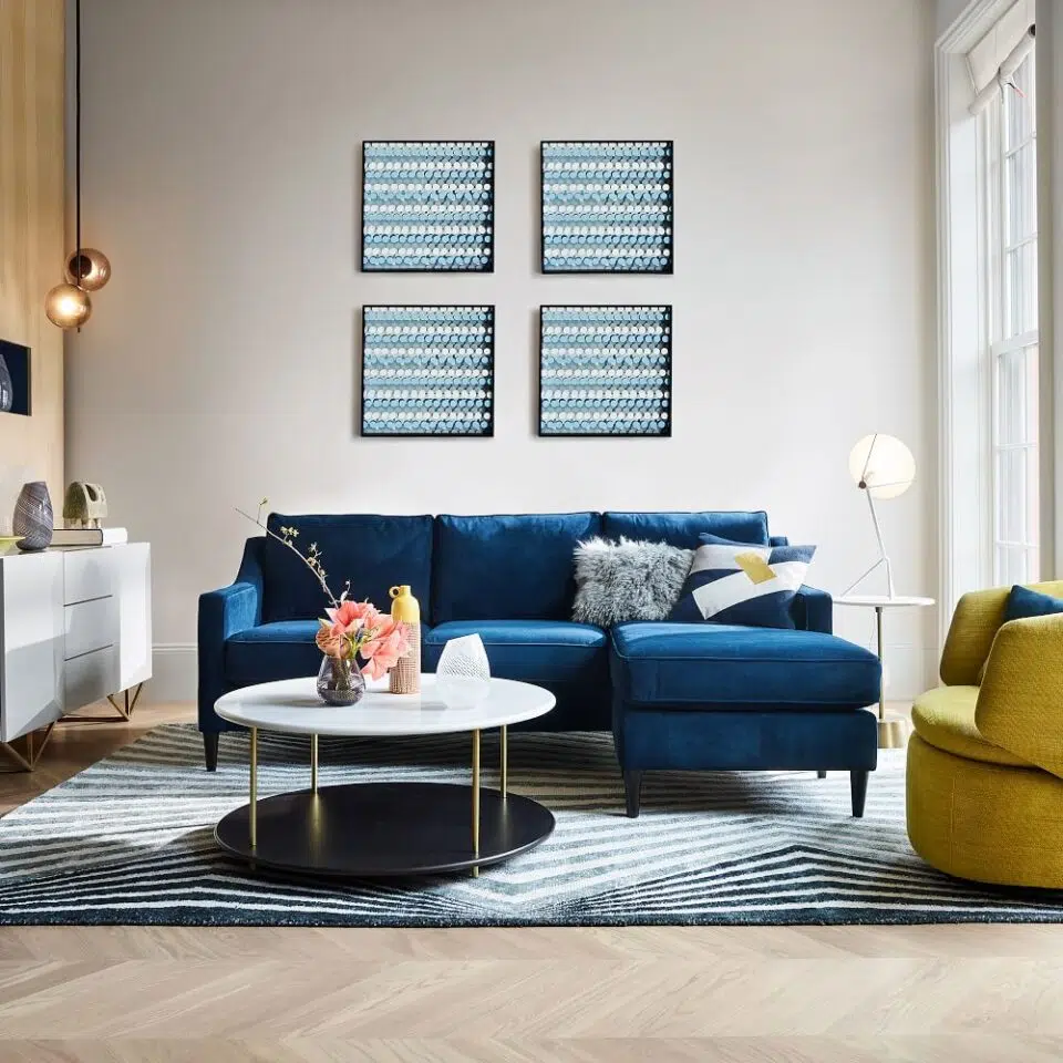 Elisa 3 Seater L-Shape Velvet Sofa