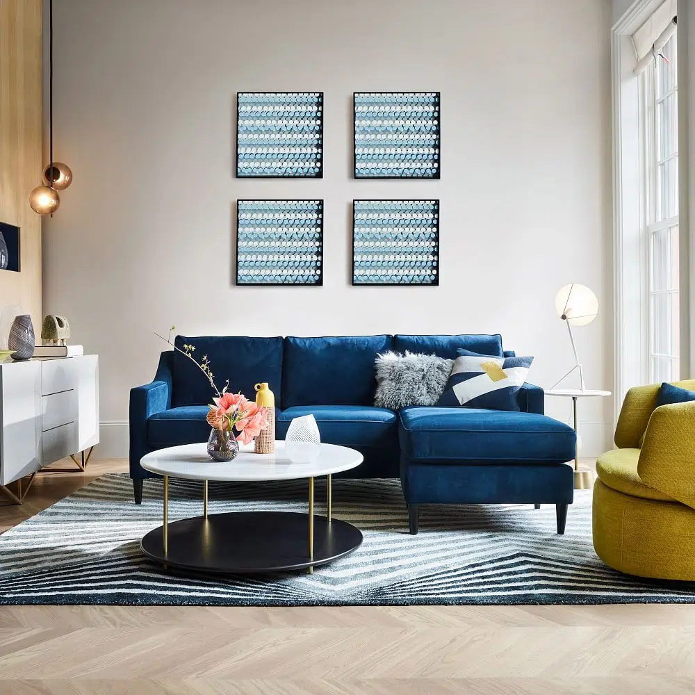 Elisa 3 Seater L-Shape Velvet Sofa
