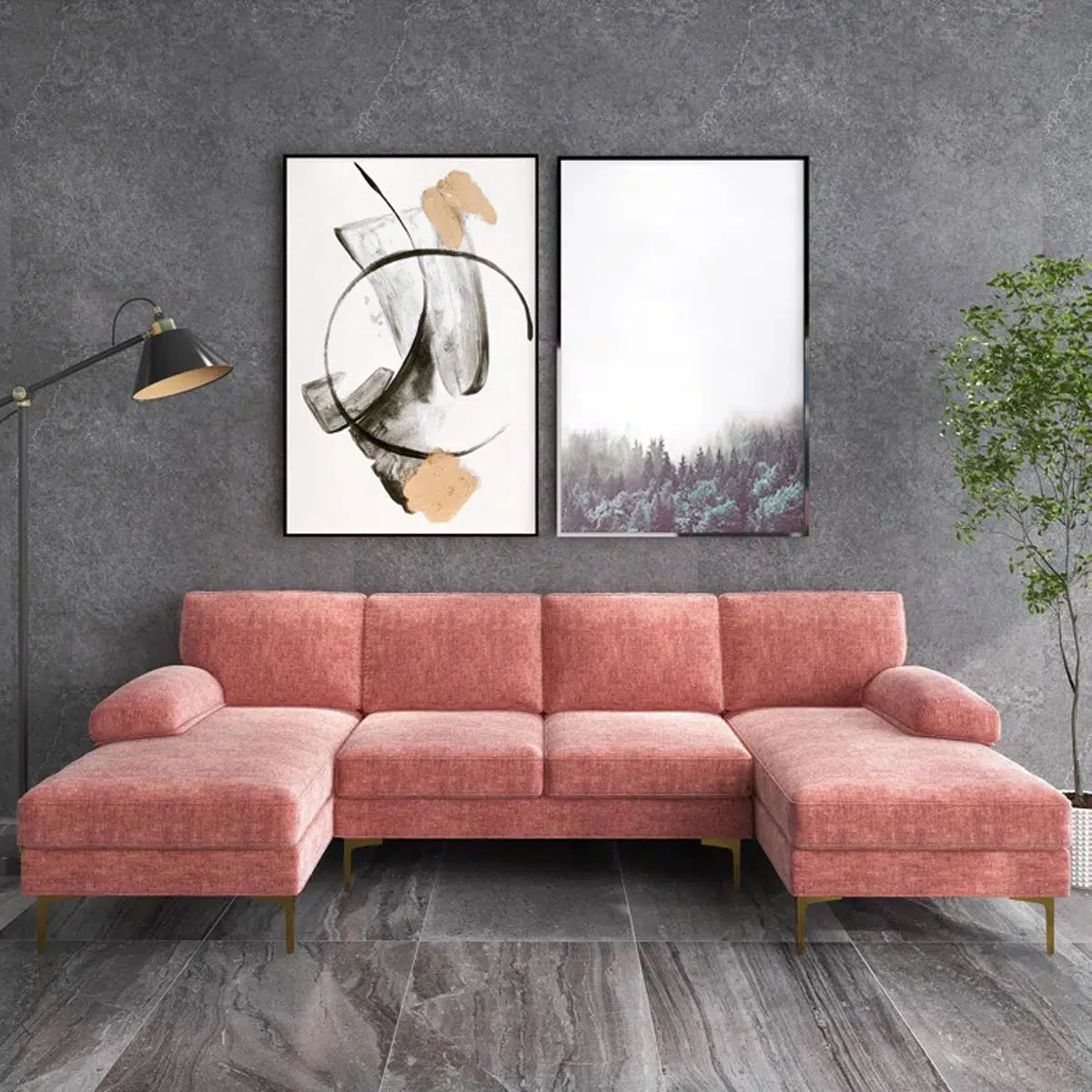 Leisure 4 Seater U-Shape Linen Sofa
