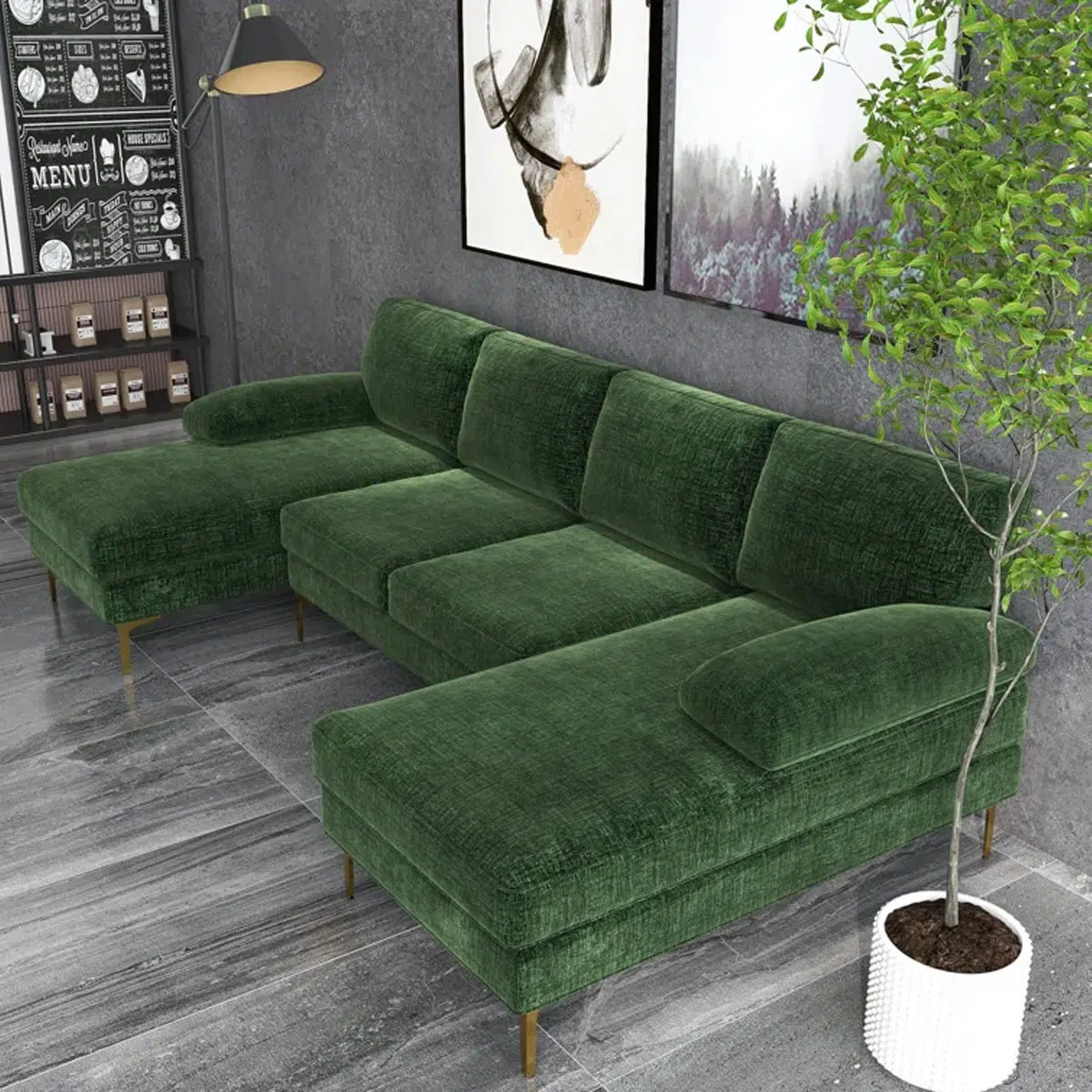 Leisure 4 Seater U-Shape Linen Sofa