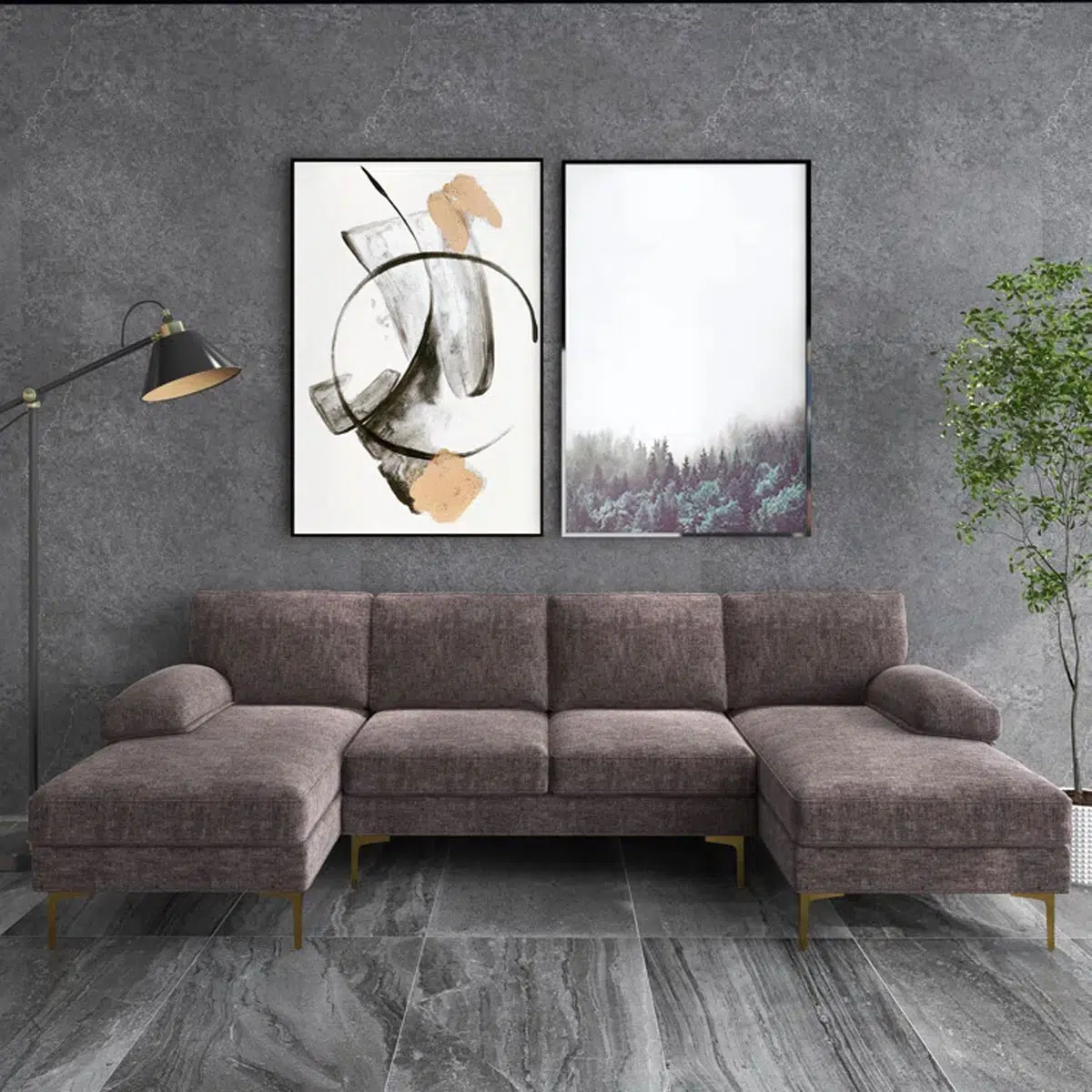 Leisure 4 Seater U-Shape Linen Sofa