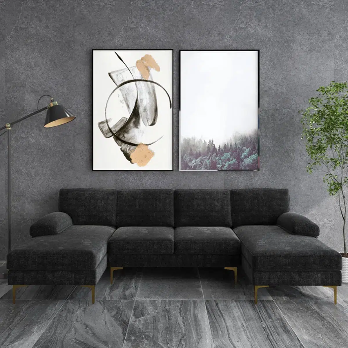 Leisure 4 Seater U-Shape Linen Sofa