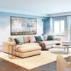 Vimle 4 Seater L-Shape Polyester Sofa – Beige