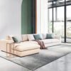 Vimle 4 Seater L-Shape Polyester Sofa – Beige