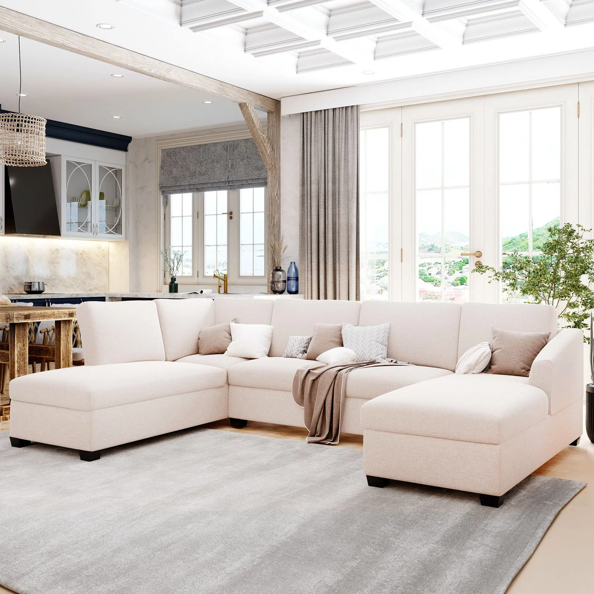 Jattebo 5-Seater U-Shape Polyester Sofa