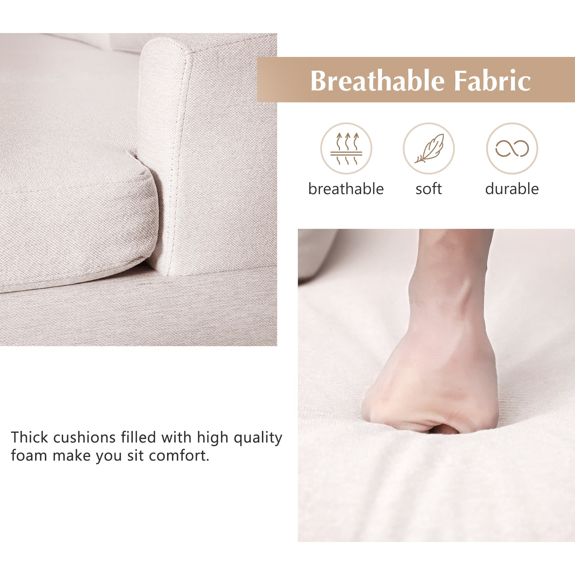 Jattebo 5-Seater U-Shape Polyester Sofa