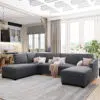 Jattebo 5-Seater U-Shape Polyester Sofa
