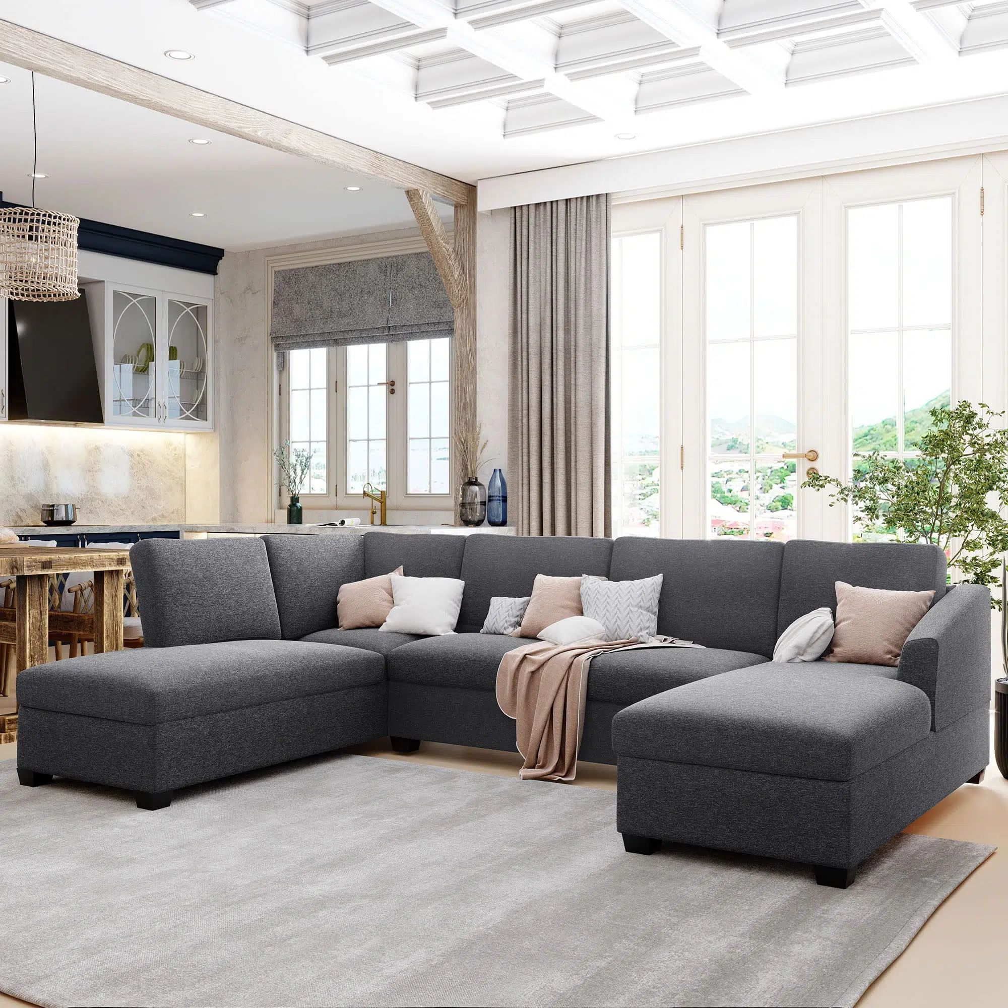 Jattebo 5-Seater U-Shape Polyester Sofa