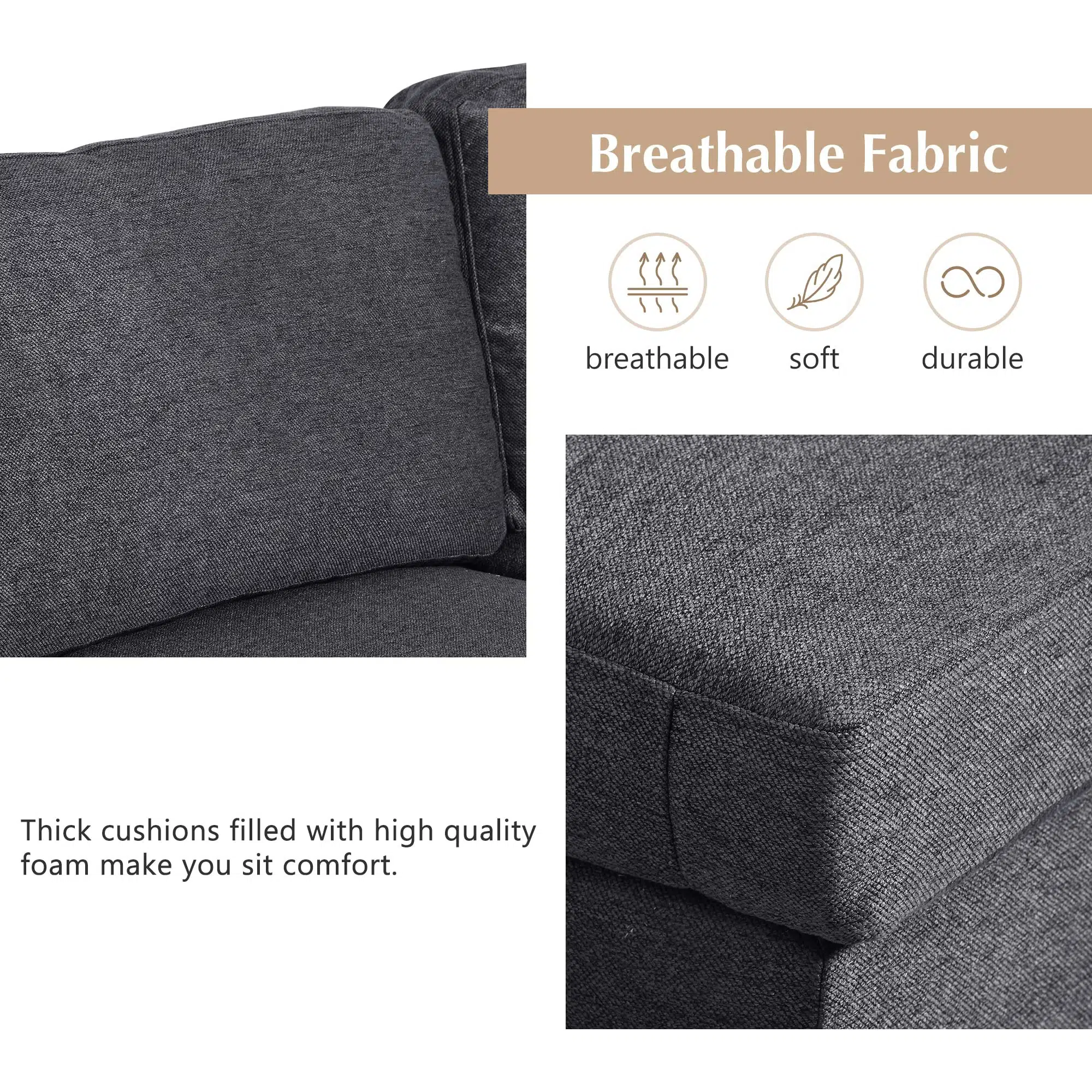 Jattebo 5-Seater U-Shape Polyester Sofa