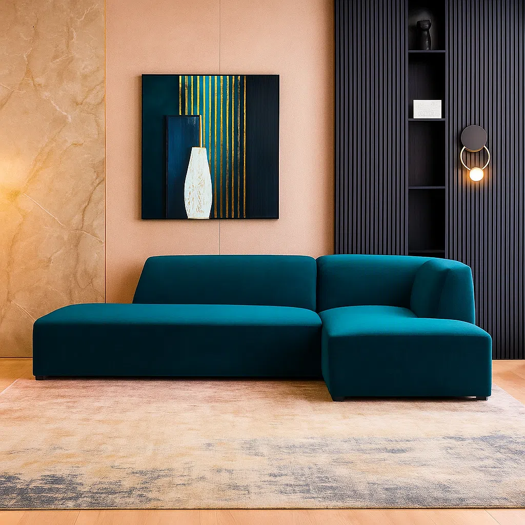 Mont 3 Seater L-Shape Velvet Sofa