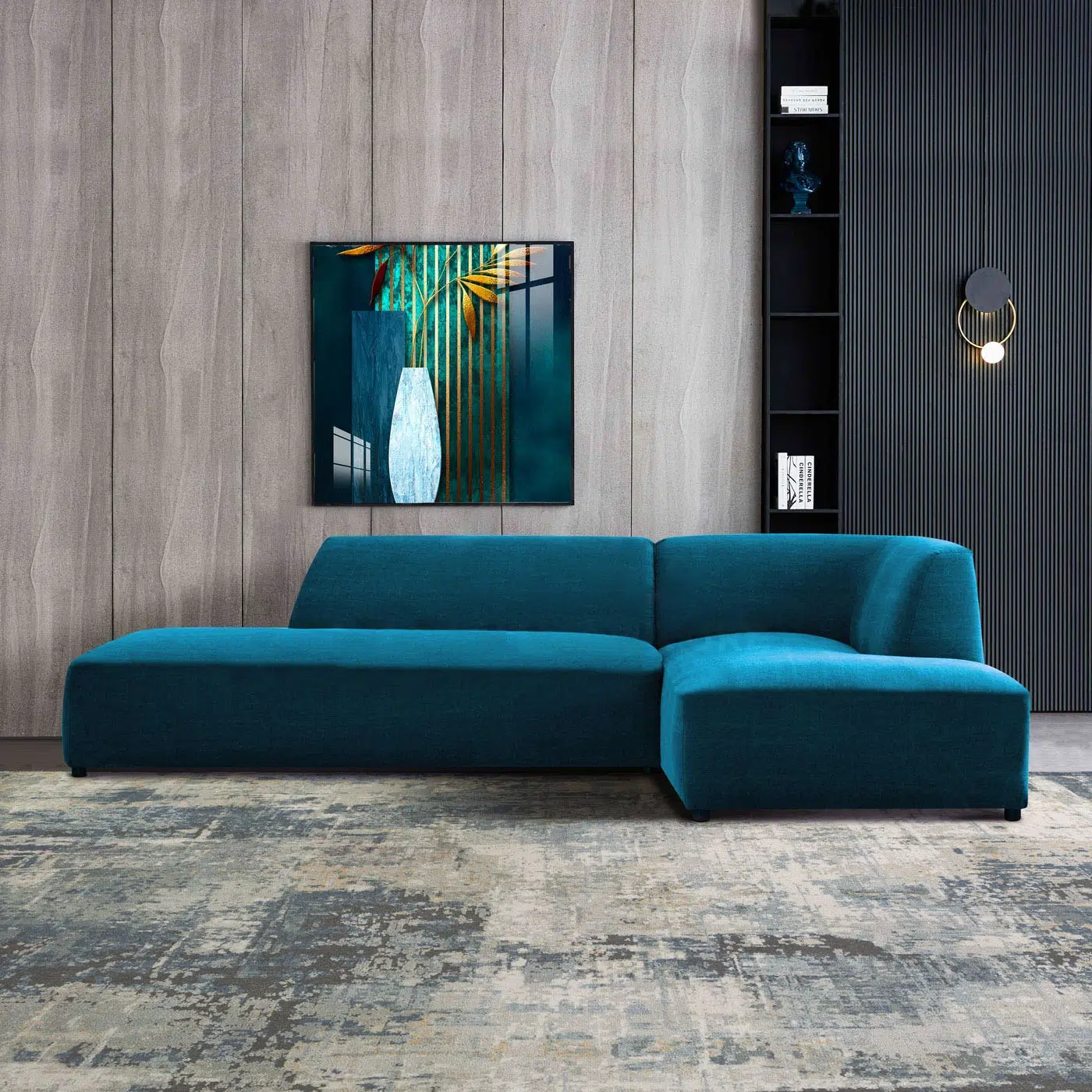 Mont 3 Seater L-Shape Velvet Sofa