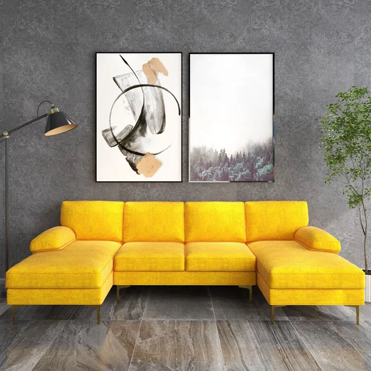 Leisure 4 Seater U-Shape Linen Sofa
