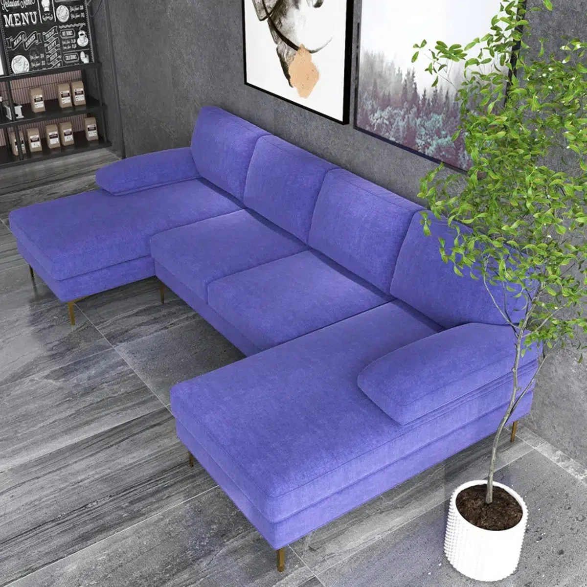 Leisure 4 Seater U-Shape Linen Sofa