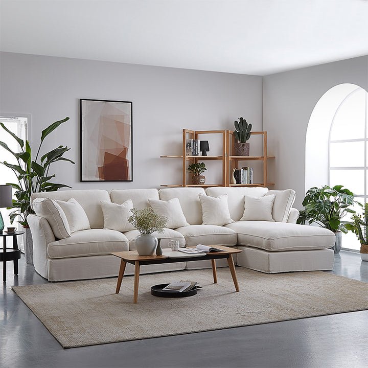 Eclipse 4 Seater L-Shape Polyester Sofa – White