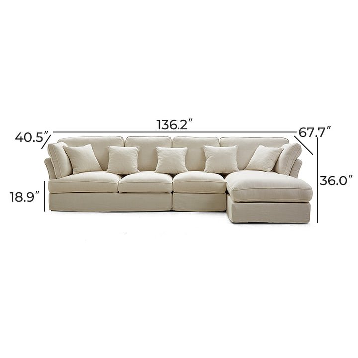 Eclipse 4 Seater L-Shape Polyester Sofa – White