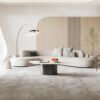 Lennon Scratch Resistant Velvet Curve Sofa (Beige)