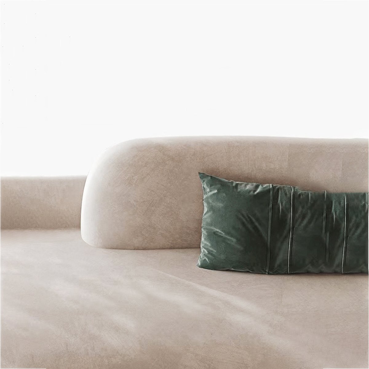 Lennon Scratch Resistant Velvet Curve Sofa (Beige)