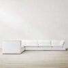 Baker Luxury 6 Seater L-Shape Couch Velvet Sofa – White