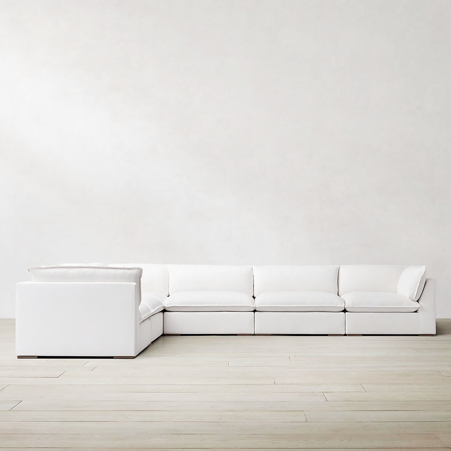 Baker Luxury 6 Seater L-Shape Couch Velvet Sofa – White