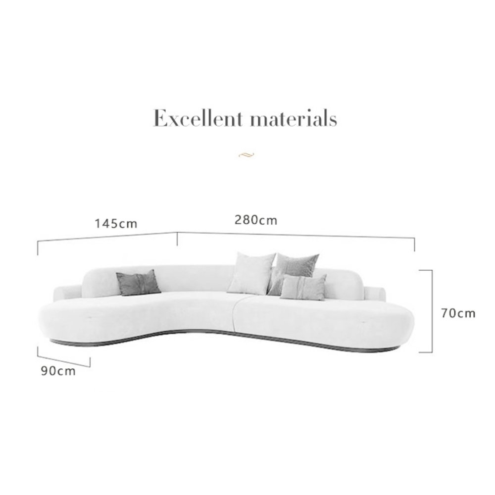 Lennon Scratch Resistant Velvet Curve Sofa (Beige)