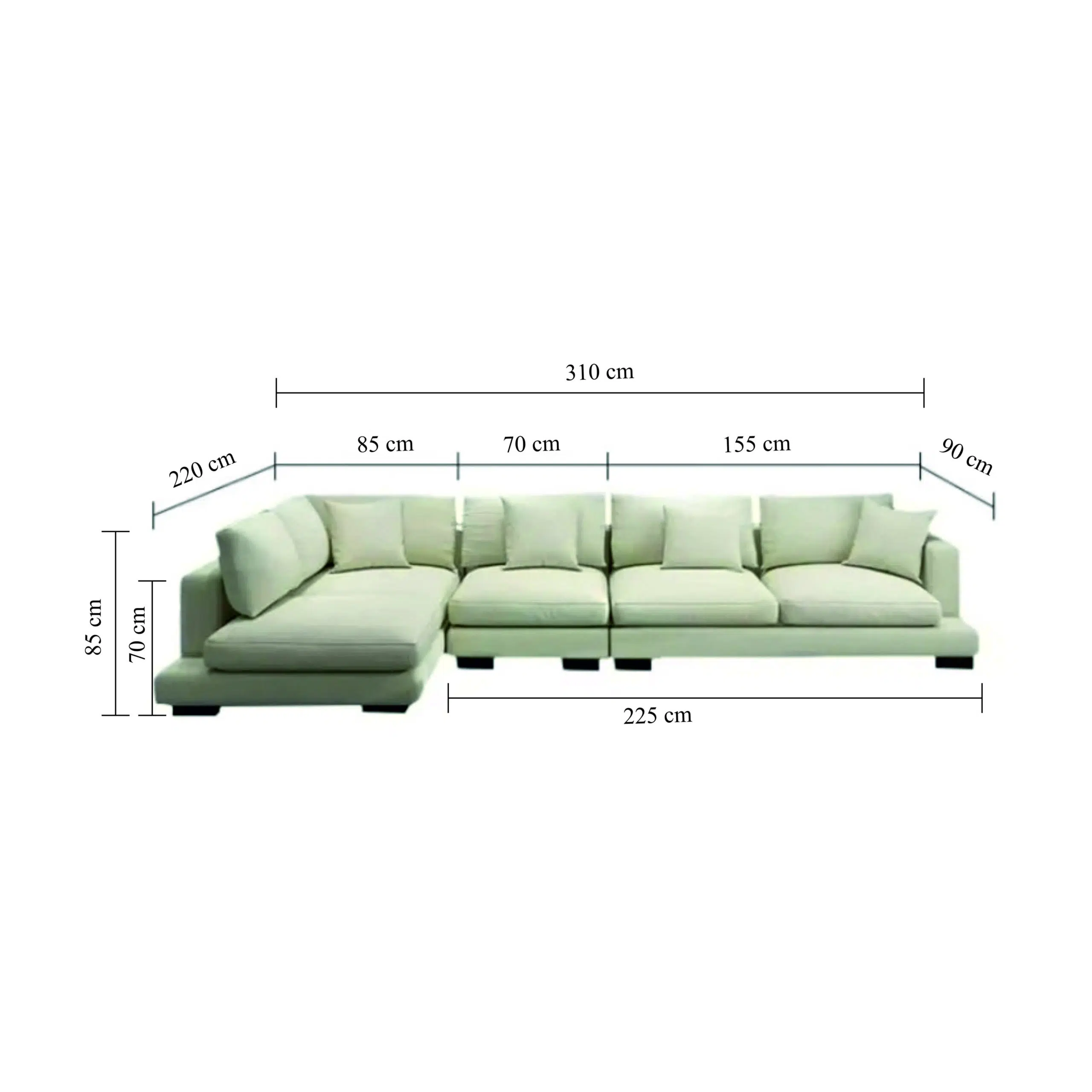 Spencer 4 Seater L-Shape Polyester Sofa – White