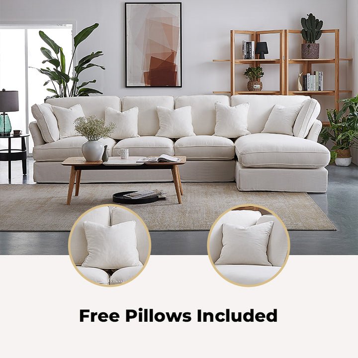 Eclipse 4 Seater L-Shape Polyester Sofa – White
