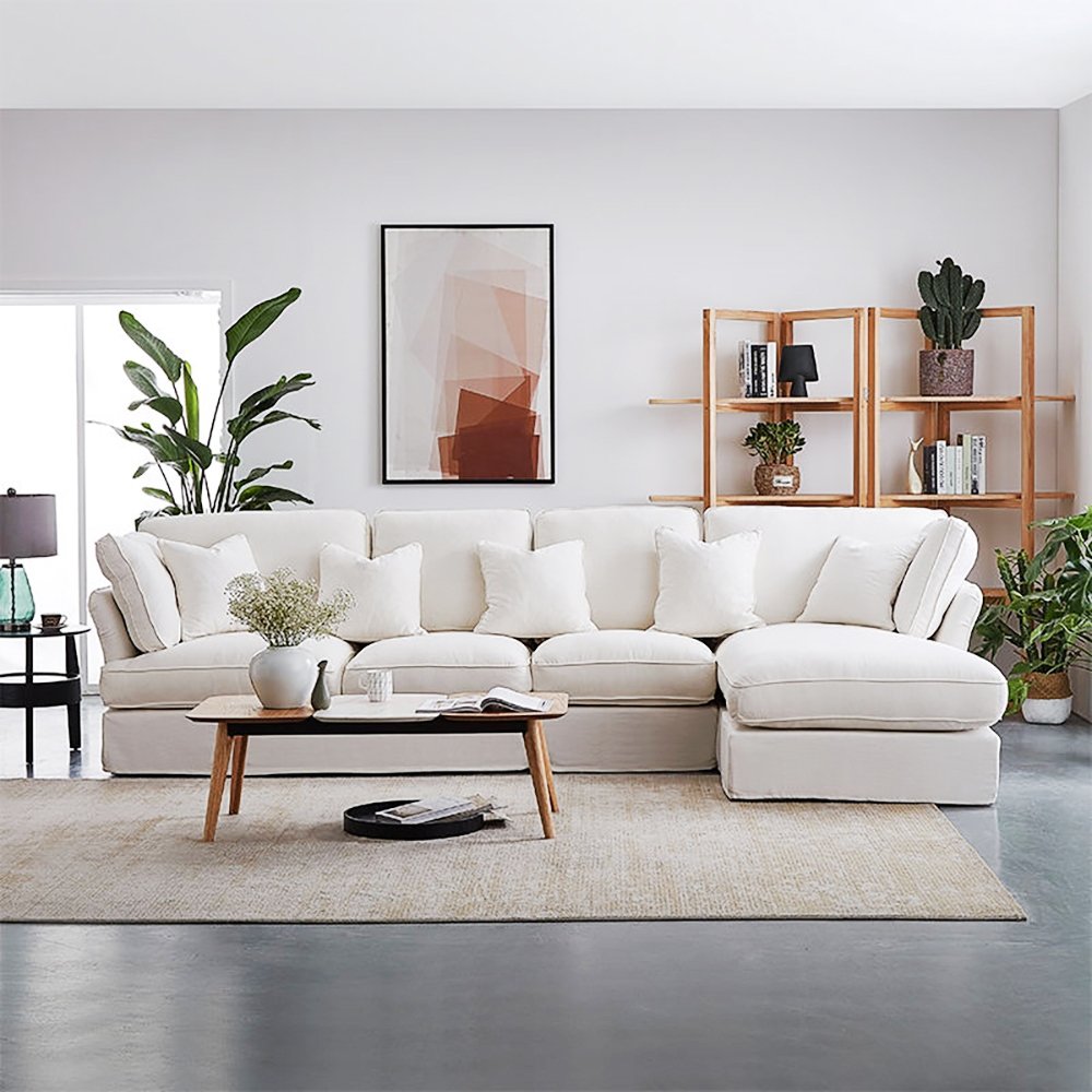 Eclipse 4 Seater L-Shape Polyester Sofa – White