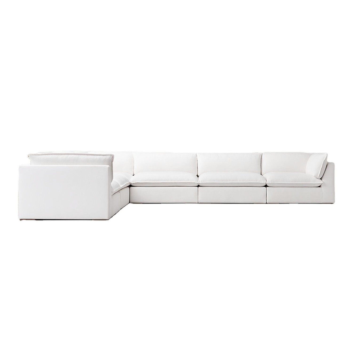 Baker Luxury 6 Seater L-Shape Couch Velvet Sofa – White